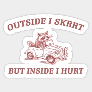 Outside I Skrrt Inside I Hurt, Raccoon T Shirt, Weird T Shirt, Meme T Shirt, Trash Panda T Shirt, Unisex Sticker